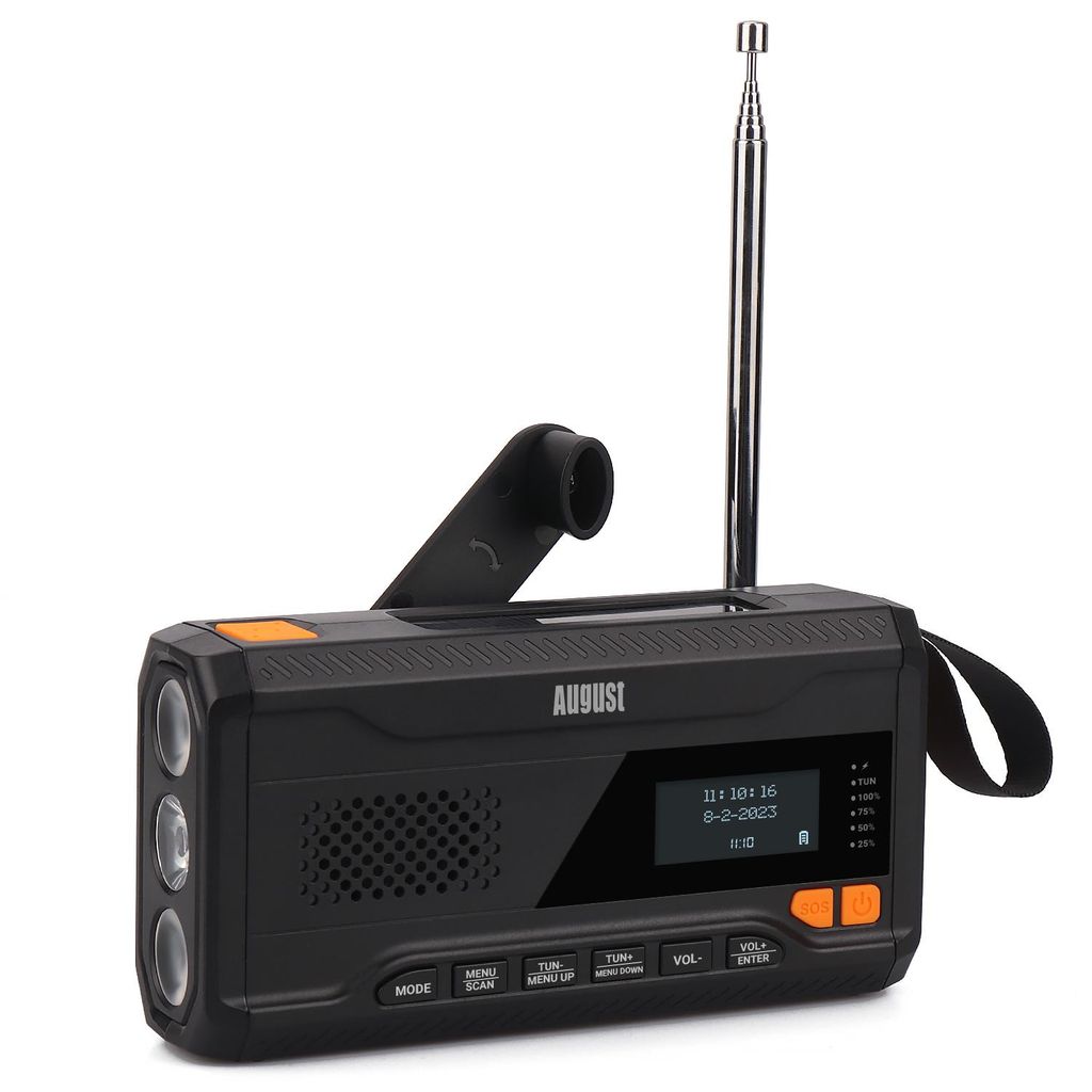 Radio DAB+ FM à manivelle rechargeable à l'énergie solaire Image du produit 