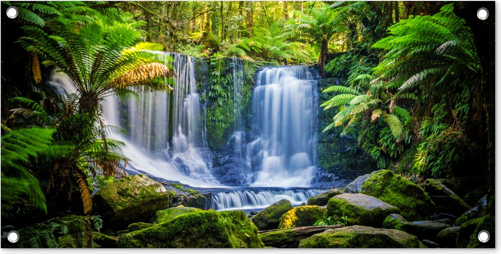 MuchoWow 80x40 cm Outdoor-Poster Gartendeko Sichtschutz Garten Poster für den Garten Dschungel - Wasserfall - Australien - Pflanzen - Natur