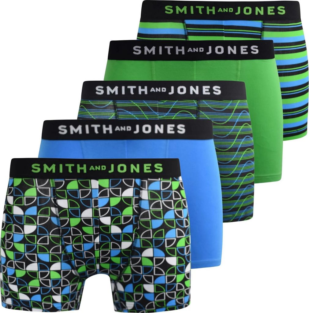 Smith & Jones - "Riggon" Boxershorts für Herren(5er-Pack) BG1754 (L) (Grün/Blau/Schwarz)