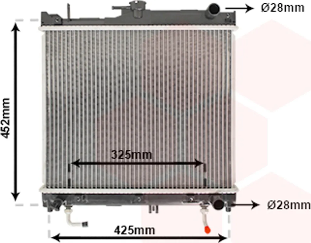Radiateur moteur 1.3i 16V (+AUT+AC) 52002109 dimensions 374x445x27 mm