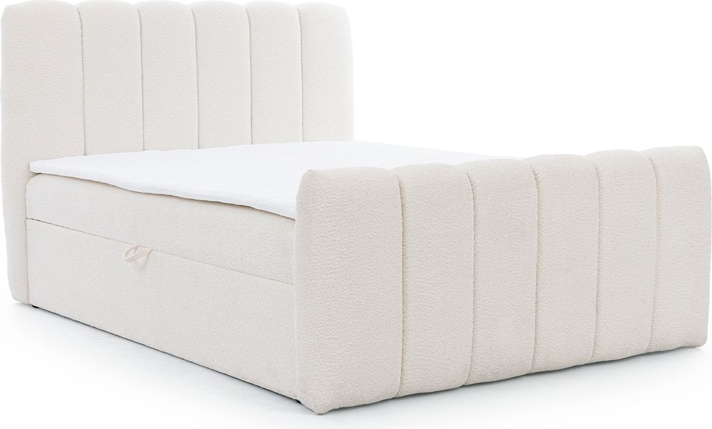 MEBLINI Boxspringbett mit Bettkasten - Gepolstert Doppelbett mit Matratze und Topper - Polsterbett mit Stauraum - Bett mit Kopfteil - Stauraumbett ...