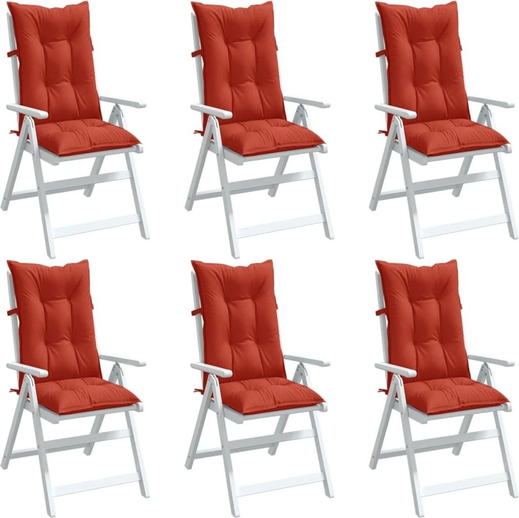 “2026 Moderne“Hochlehner-Auflagen 6er-set Melange Rot 120x50x7cm Stoff - Gartenmöbelauflagen Designermöbel 8892766