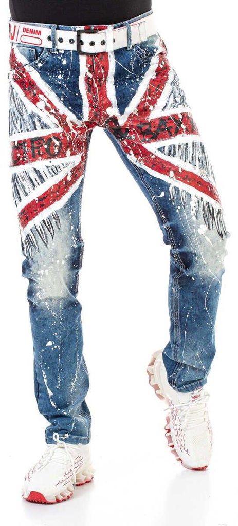 CD714 Herren Jeans mit Flaggenmotiv Produktbild 