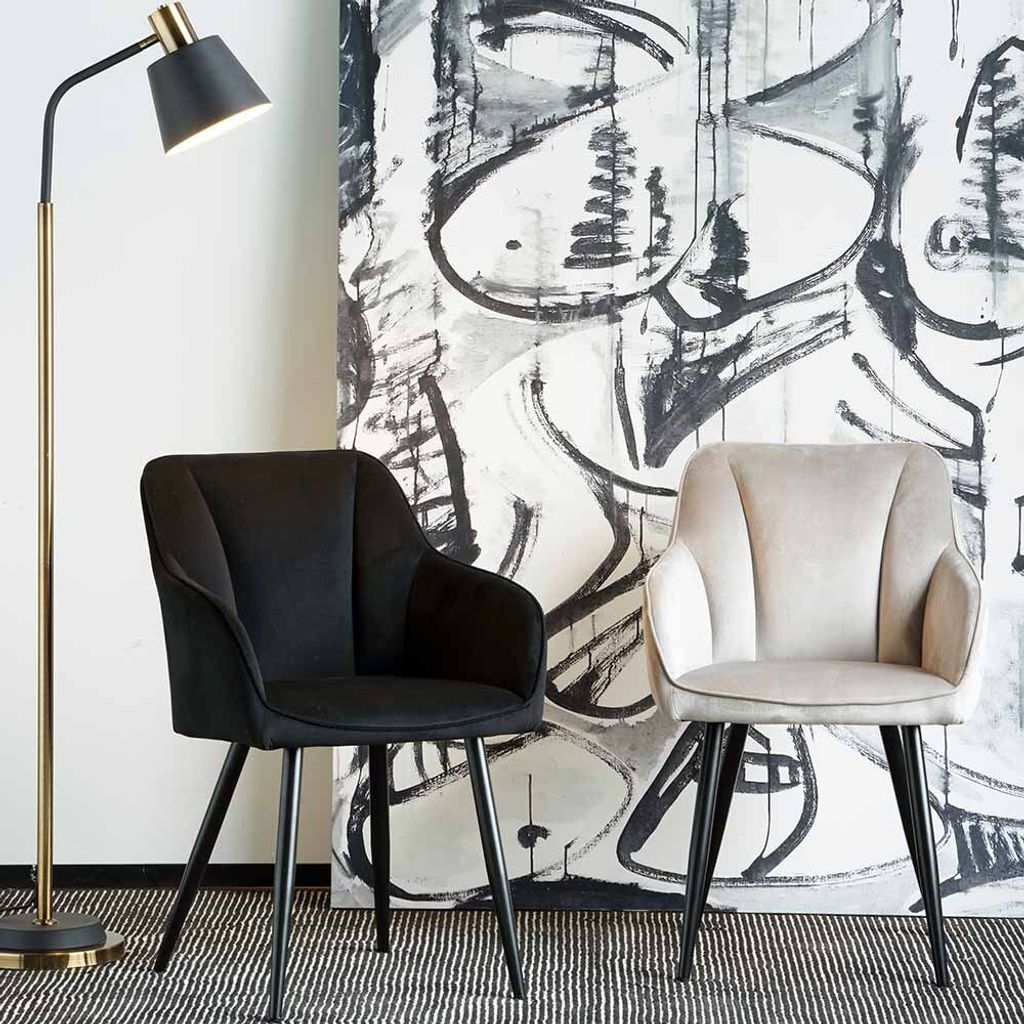 Milton & Oldbrook Samt Esszimmerstuhl Nivala Taupe Produktbild 2