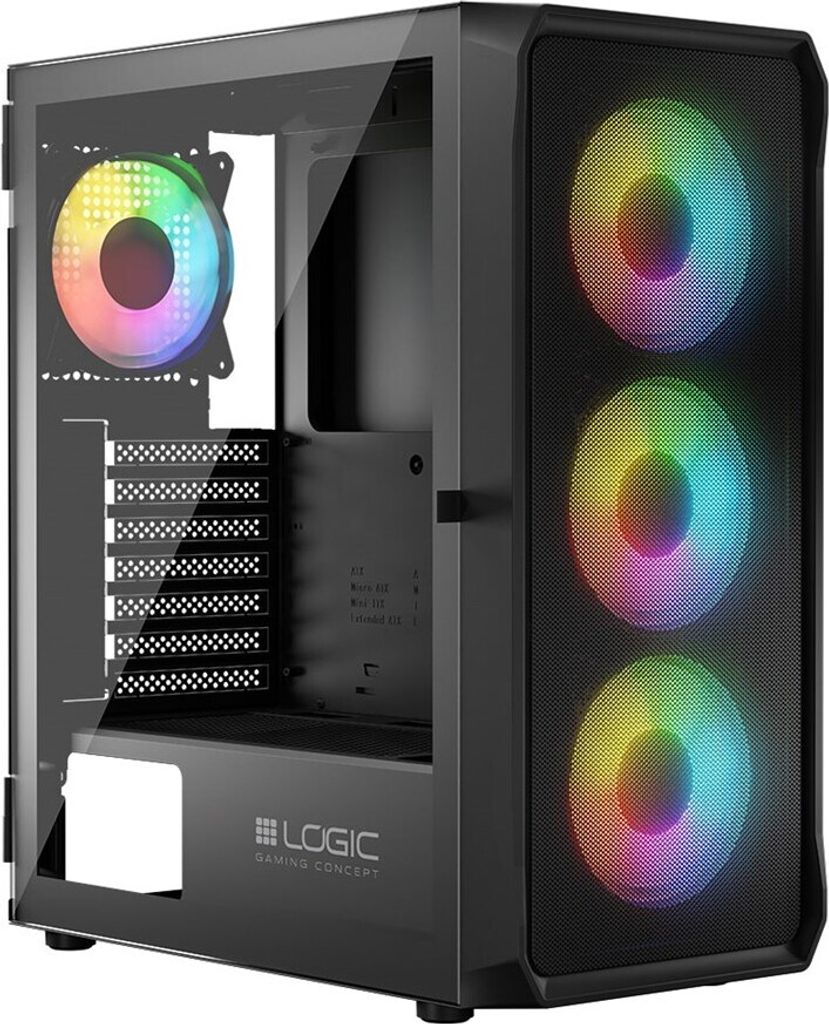 Logic Logic Portos Argb Midi Usb 3.0 Schwarzes Gehäuse