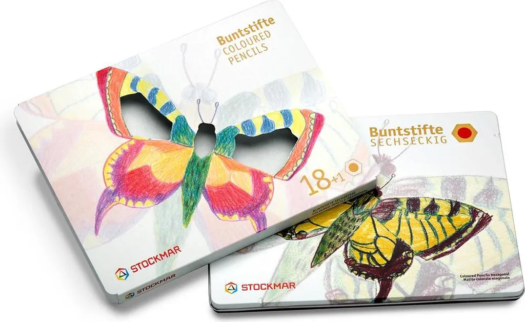 Crayons Stockmar hexagonaux 18+1 - Mine solide, fini durable en boîte