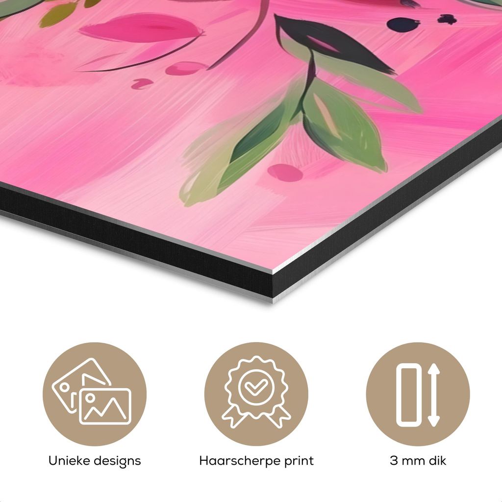 MuchoWow Wanddekoration Metall Metallbild Wandkunst 120x60 cm Blumen - Farbe - Rosa MuchoWow Aluminium Gemälde - Metalbilder