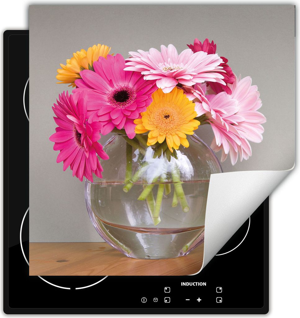 DarHaus Herdabdeckplatte 60x52 cm Anti Rutsch Matte Aufrollbar, Blumenstrauß