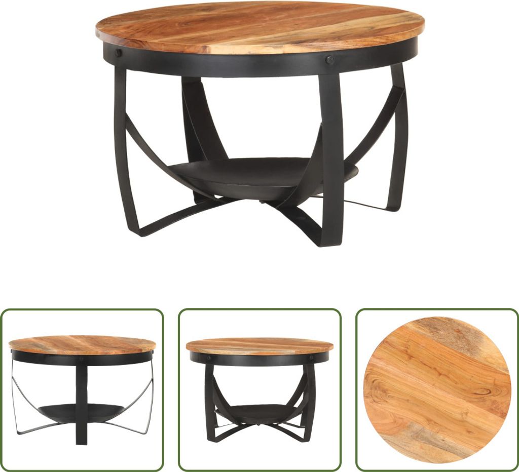 The Living Store Couchtisch Ø68x43 cm Massivholz Akazie