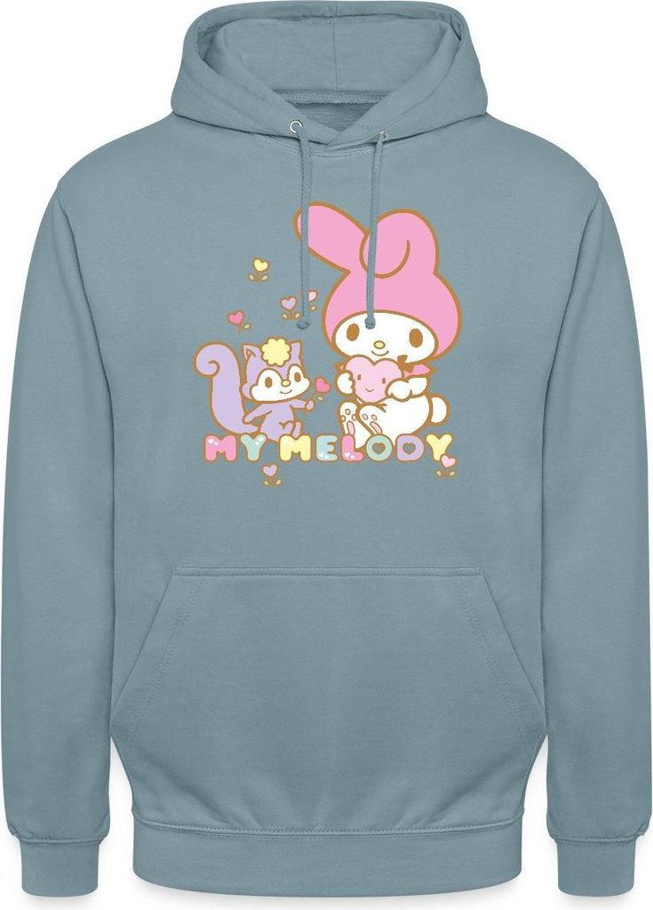 Spreadshirt My Melody Pflückt Mit Risu Herzblümchen Uni Hoodie, S, Nebelblau