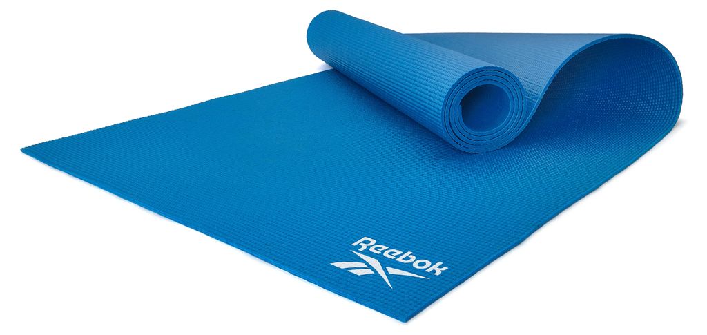 Reebok Yogamatte 4 mm, blau, mit rutschfester Oberfläche für Yoga und Pilates