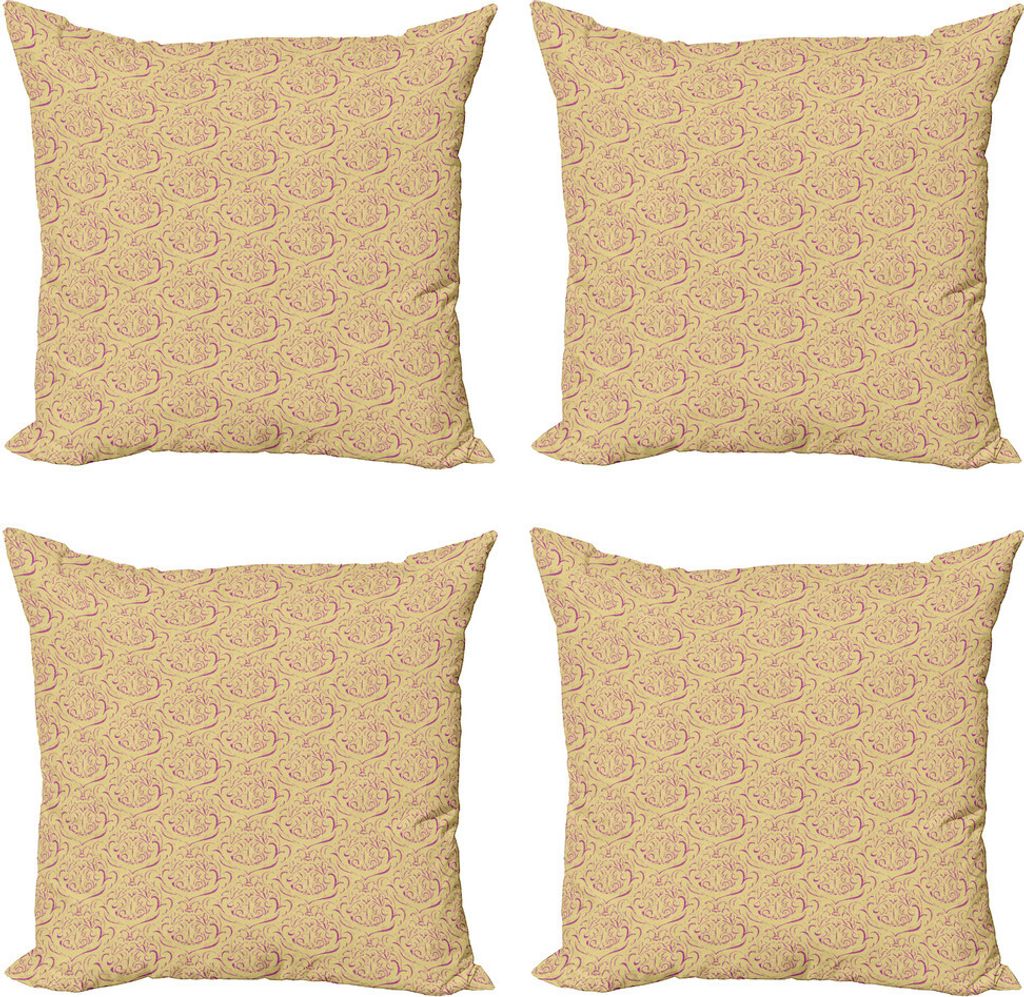 ABAKUHAUS Bärenklau Kissenbezug Set (4 Stück), Repetitive Königlichen Muster, Moderner Doppelseitiger Digitaldruck, 40 cm x 40 cm, Pale Kamel un...