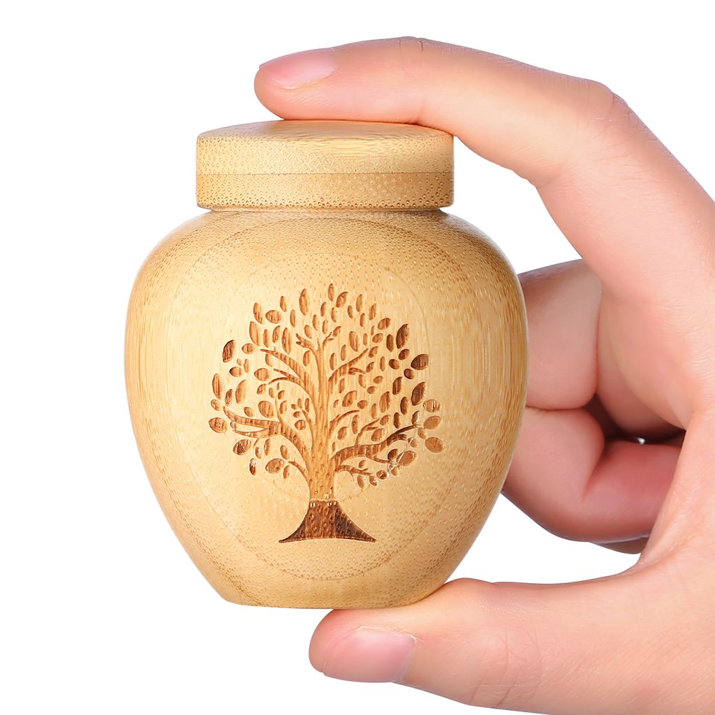 Kleine Urne für Menschliche Asche aus Bambus,Kleine Produktbild 