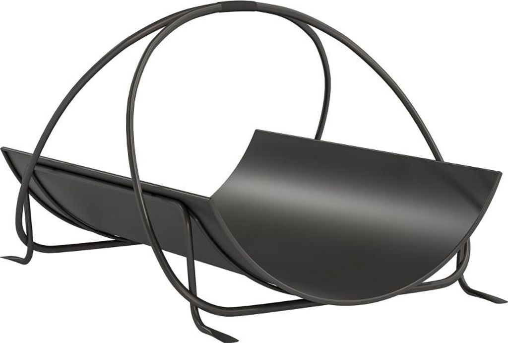 Fortuna Lai Kaminholzregal für innen 51 x 38 x 33cm geometrische Brennholzregal mit Griff aus Metall, Schwarz