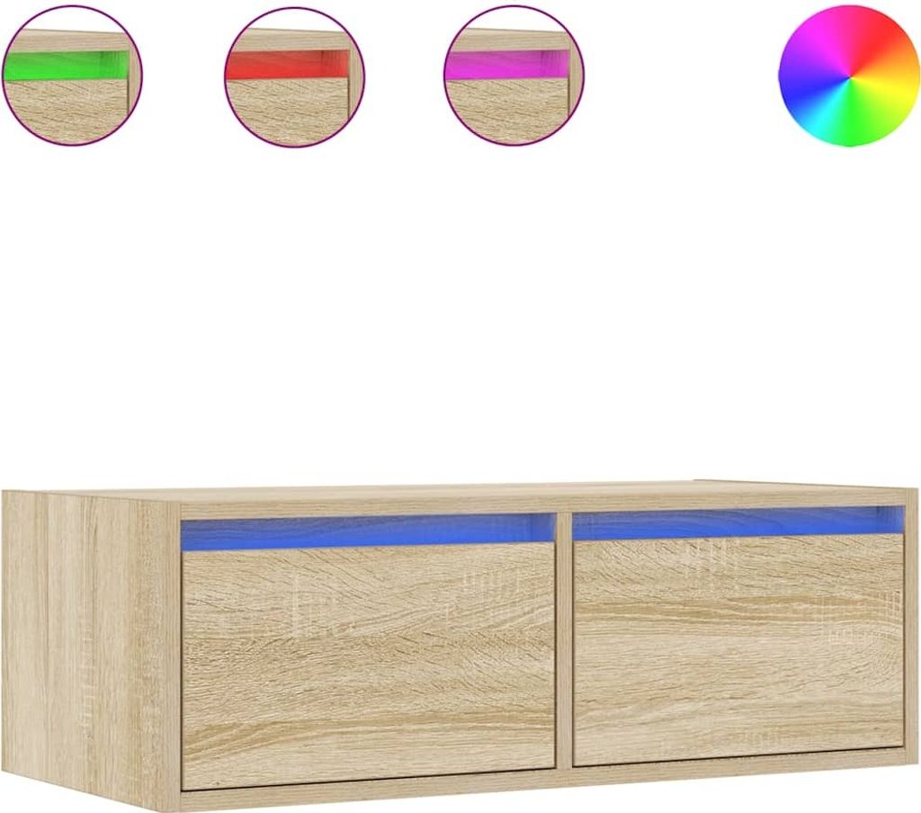 TV-Schrank mit LED-Leuchten Sonoma-Eiche 75x35,5x25 cm