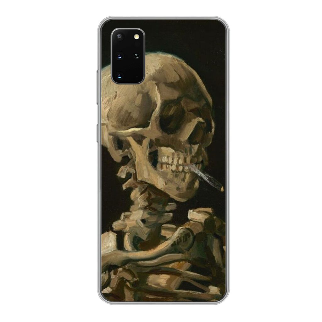 MuchoWow Handyhülle Schutzhülle Hülle für Samsung Galaxy S20 Plus Skelettkopf mit brennender Zigarette - Vincent van Gogh Silikon Softcase Ha...