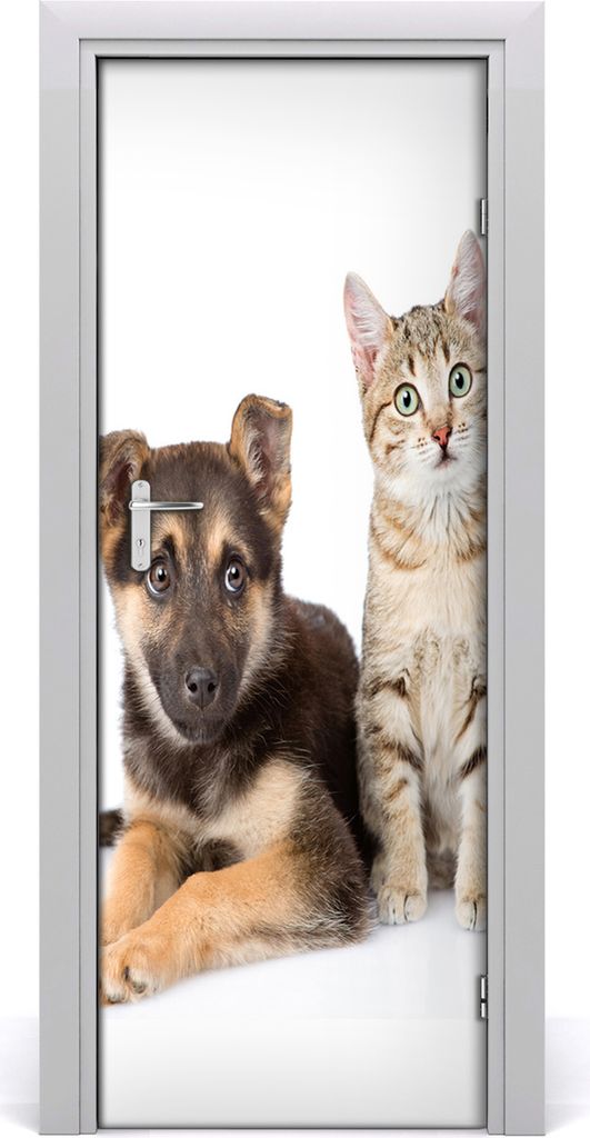 Tulup Türaufkleber 75x205 cm Dekorative Aufkleber Selbstklebend Wasserdichte Tapete Abnehmbar Schlafzimmer Wohnzimmer Wohnkultur - Hund und Katze ...