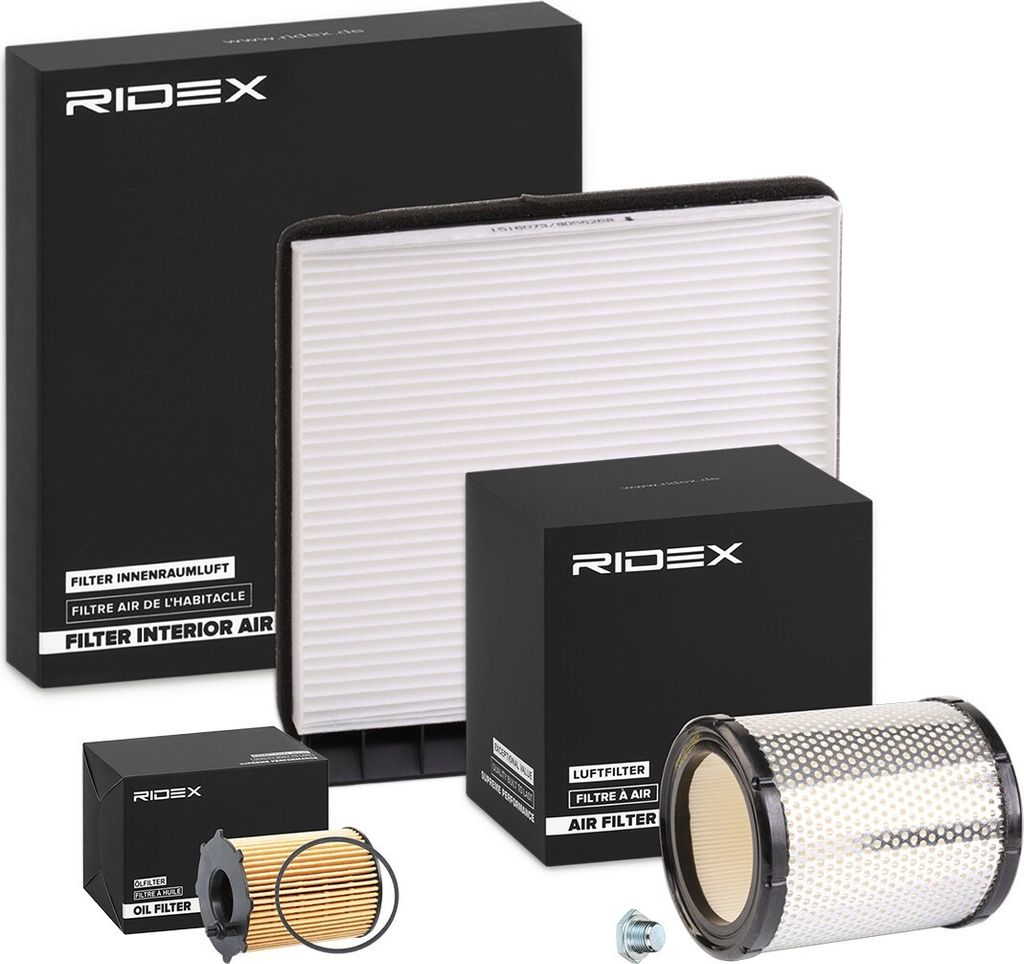 RIDEX Filterset Inspektionspaket Filtersatz passend für PEUGEOT PARTNER Combispace (5F) PARTNER Kasten (5) für CITROËN Berlingo / Berlingo First