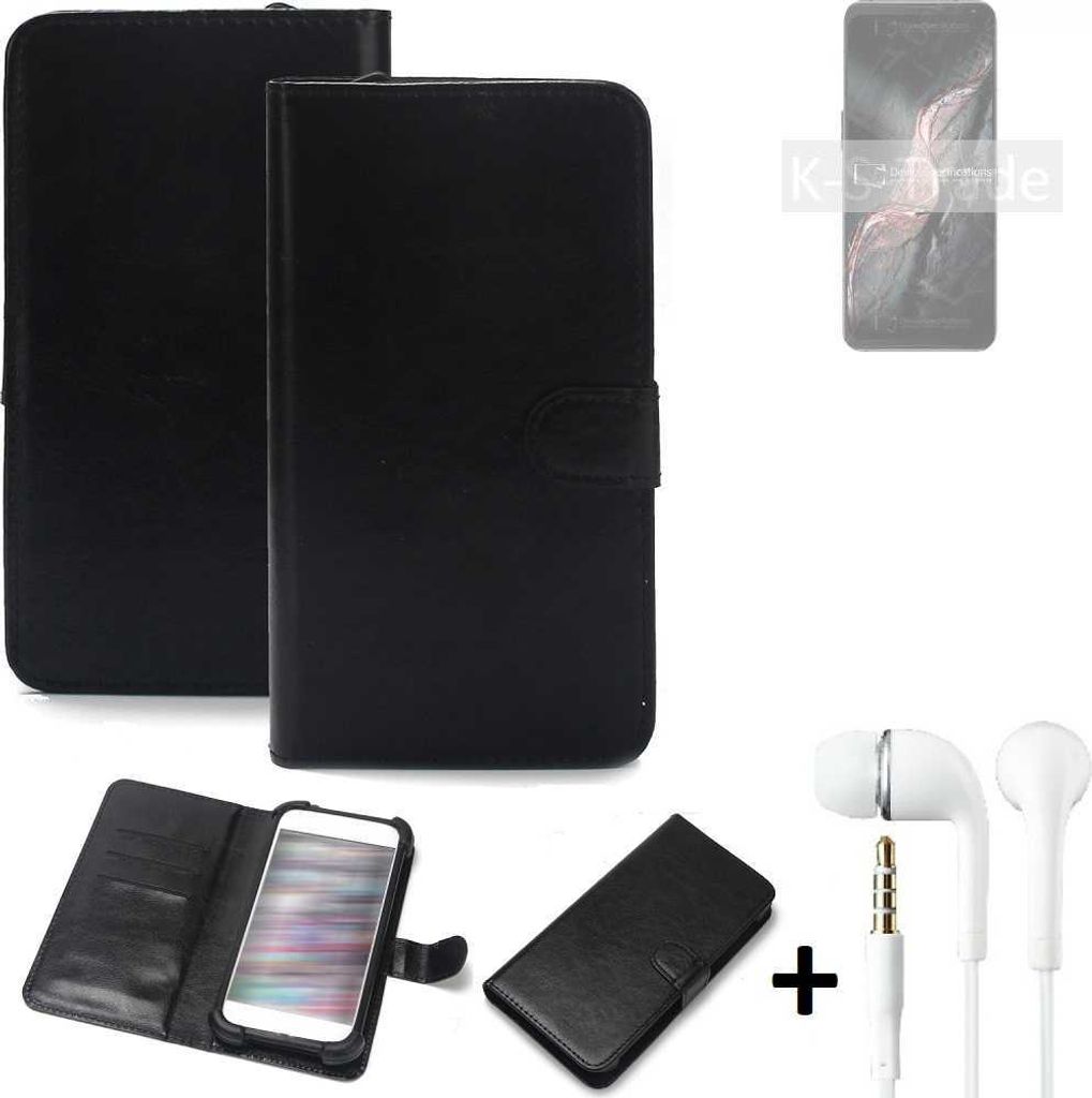 K-S-Trade Wallet Case Handyhülle kompatibel mit Lenovo Legion Y90 Schutzhülle Flip cover Flipstyle Tasche Hülle Flipcover Slim Bumper schwarz + in