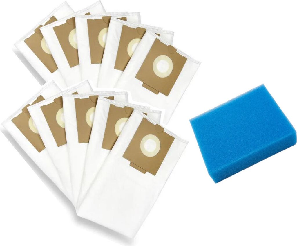 Trade-Shop SET: Vlies Staubsauger-Beutel (10 Stück) + Nassfilter kompatibel mit Festool CT 26, CTL 26, CTM 26, CT 36, CTL 36, CTM 36, SC-FIS-CT 26/5