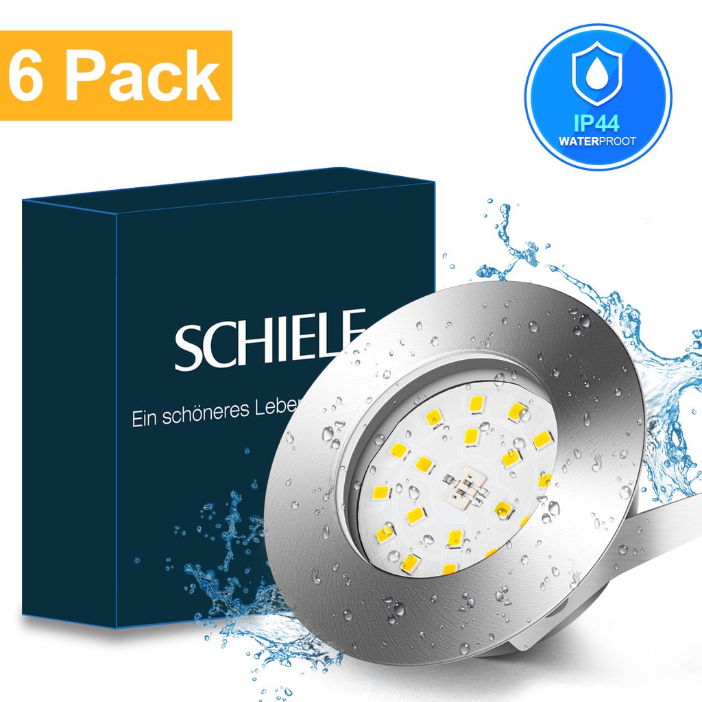 Details about   LED Einbau-Strahler Spot IP44 Bad ultra-flach Einbau-Leuchte Lampe 6er dimmbar 