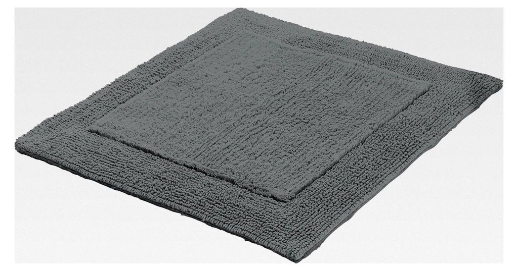 WC-Vorlage, WC-Matte ohne Ausschnitt Uni Serie Stuttgart grau 60x60 cm - extra dick, Wende-Design, 100% Baumwolle