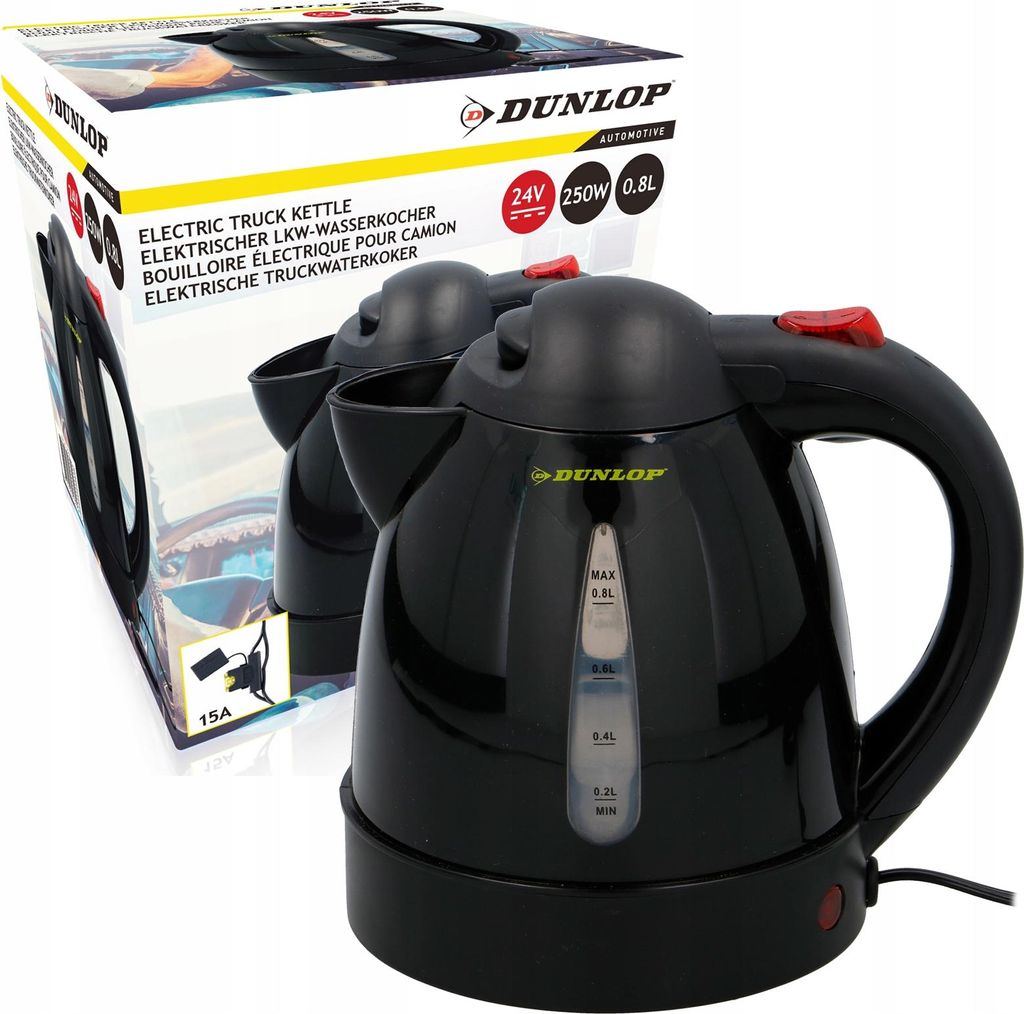 Dunlop Bollitore da viaggio 24V Nero, 0,8L - Bollitore Immagine del prodotto 