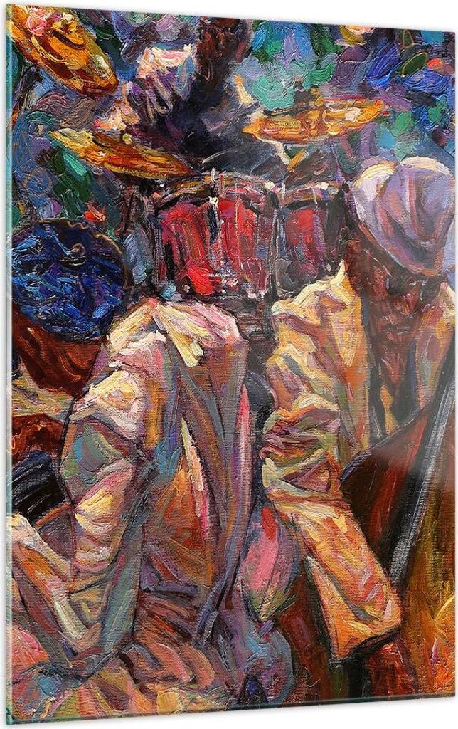 Bilder auf glas - Einteilig - Jazz Musik Band - 50x70cm - Glasbilder - Wandbilder - Bilder - zum Aufhängen bereit - Wanddekoration aus Glas - Glas...