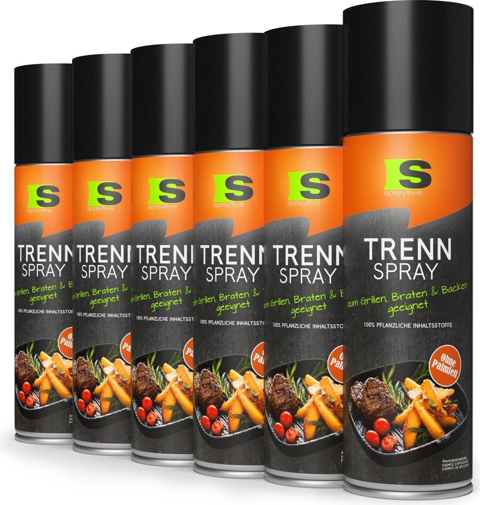 Spraytive 6 x 400ml BBQ Trennspray - Zum Grillen, Braten & Backen - Backtrennspray, Trennfett, Antihaftspray
