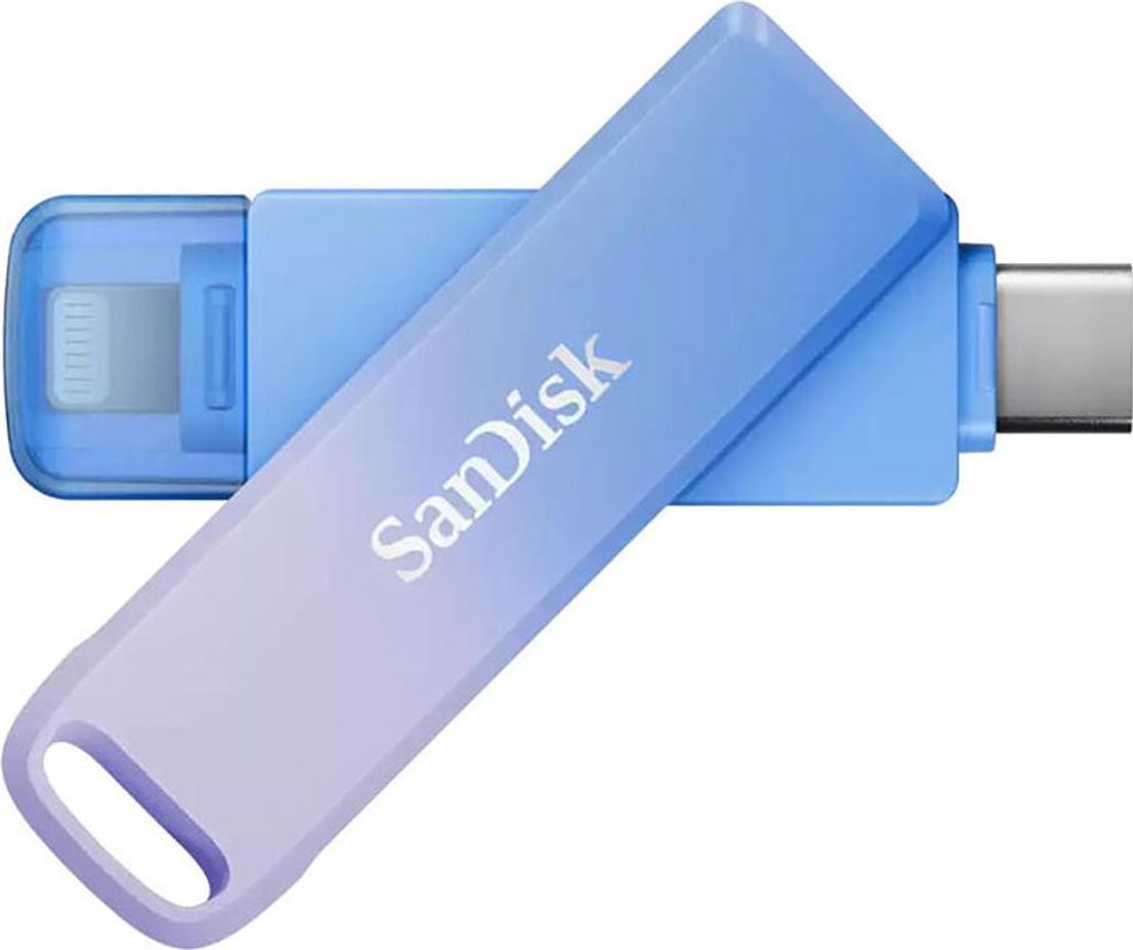 SanDisk Creator Phone Drive, 128 GB, USB Type-C / Lightning, 3.2 Gen 1 (3.1 Gen 1), 90 MB/s, Ohne Deckel, Blau, Lila