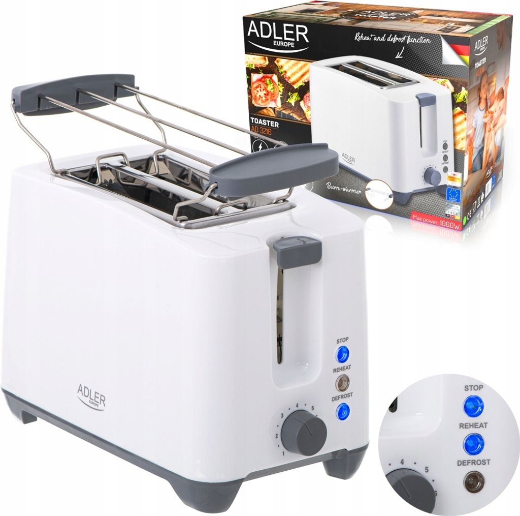 Toster Opiekacz Do Chleba Bułek Regulacja 1000W Zdjęcie produktu 