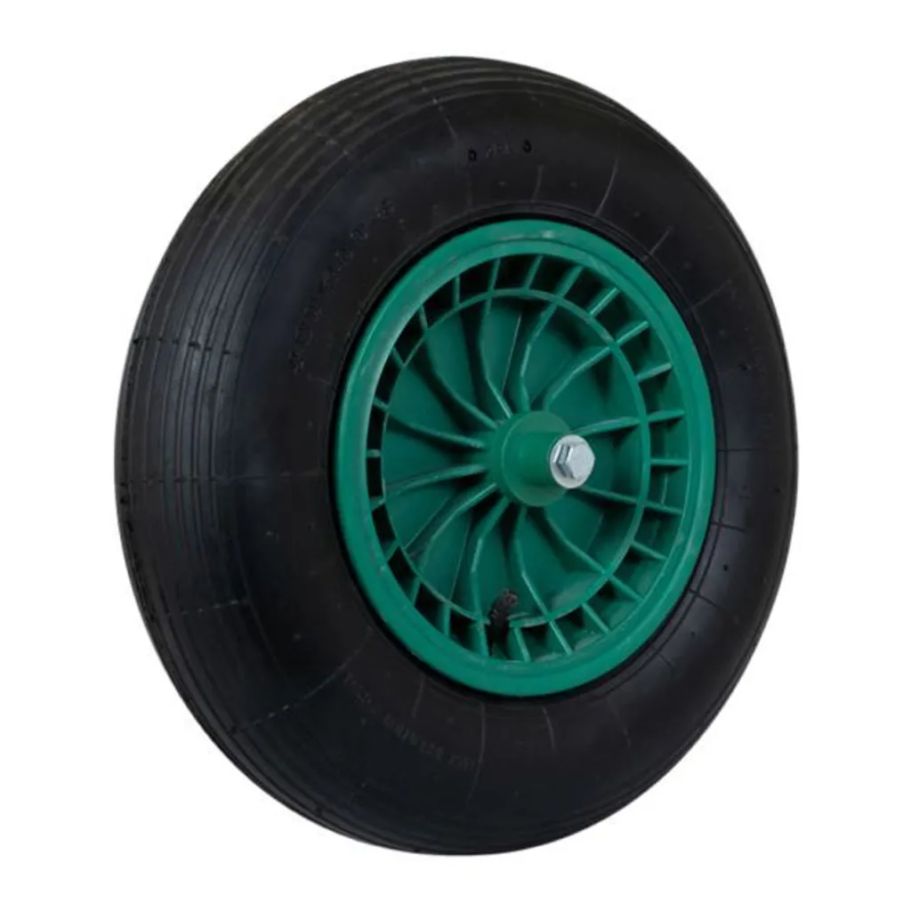 Ruota 16x4 400x8 Cerchio Plastica Verde con Asse per Carriola
