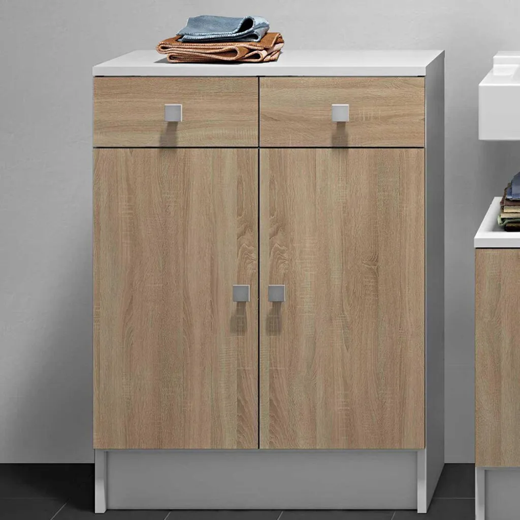 Armoire de salle de bains Luna blanc et chêne Interia - Rangement chic