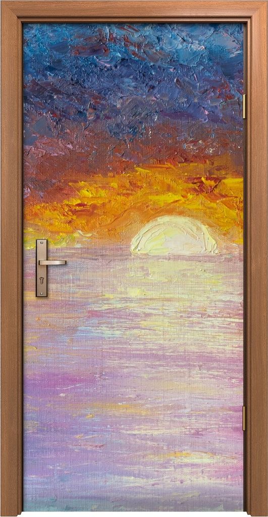 Türposter 90x200 cm Türaufkleber Türtapete Türfolie Klebefolie Malen bei Sonnenuntergang auf See