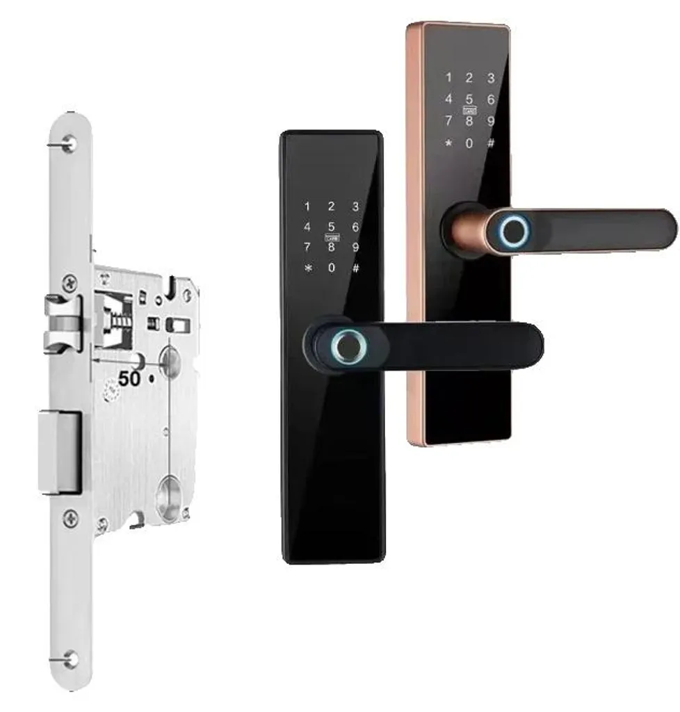 Verrou Connecté Wi-Fi et Serrure Biométrique Noire Format 22x195 mm