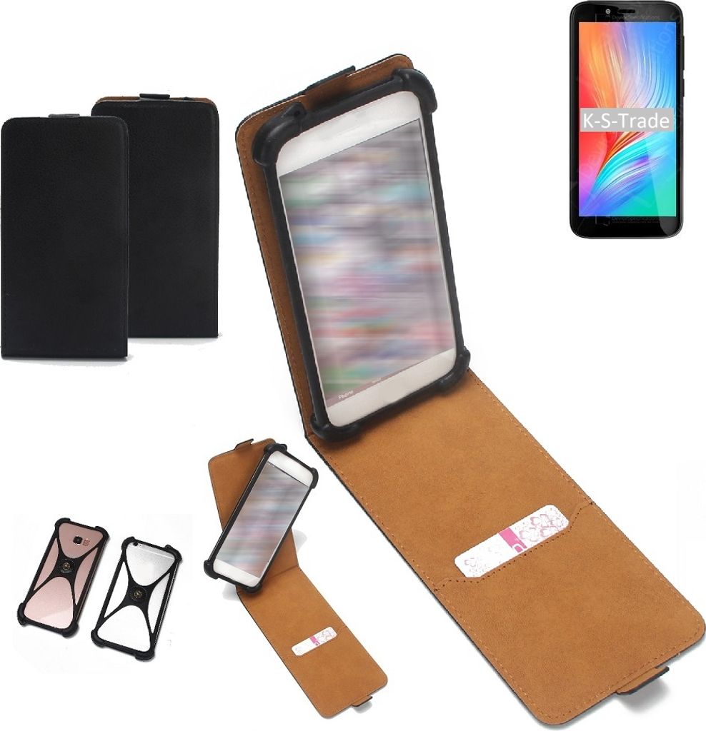 K-S-Trade Handyhülle Schutzhülle kompatibel mit Gigaset GS3 Hülle Case Cover Flip Style Bumper schwarz 1x