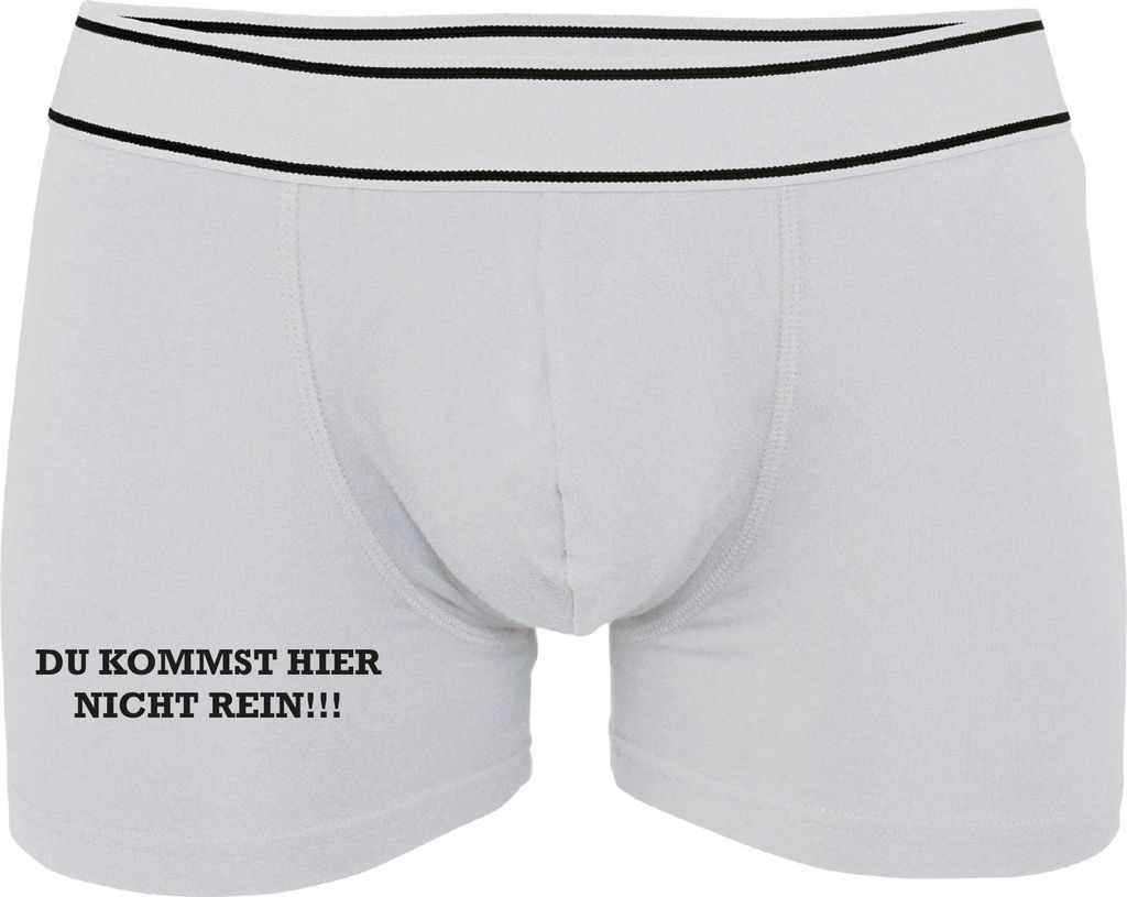 Boxershorts - Mann - Boxer-0015-man-white-v-XXL - weiß - XXL - vorn - Du kommst hier nicht rein - lustiges Motiv - Spruch - Unterwäsche - Unterho...