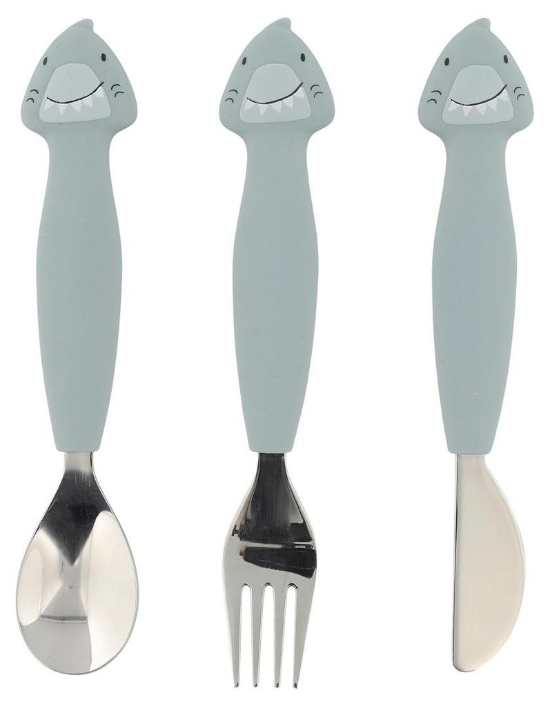 Trixie Silikon Essset Babybesteck Mr. Shark - 3-teiliges Kindergeschirr Set