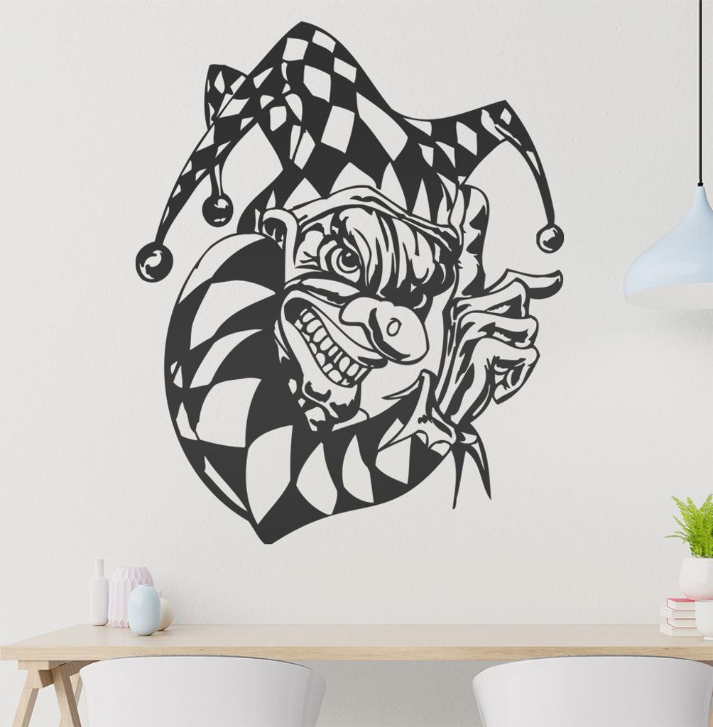 Harlekin Wandtattoo in 6 Größen - Wandaufkleber Wall Sticker - Dekoration, Küche, Wohnzimmer, Schlafzimmer, Badezimmer