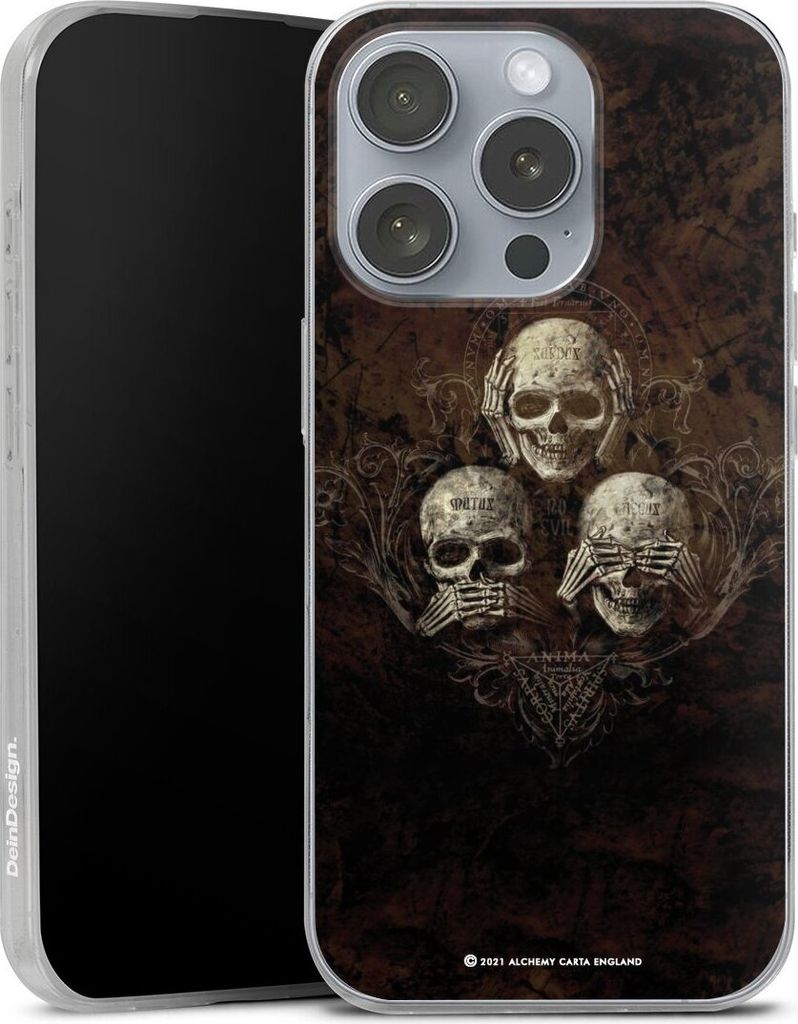 DeinDesign Slim Hülle für Apple iPhone 16 Pro Silikon Case Ultra Dünn Handyhülle Art Gothic Totenköpfe