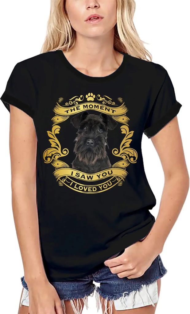 Damen Grafik T-Shirt aus Biobaumwolle Schnauzer Hund - Moment ich sah dich ich liebte dich Welpe – Schnauzer Dog - Moment I Saw You I Loved You P...