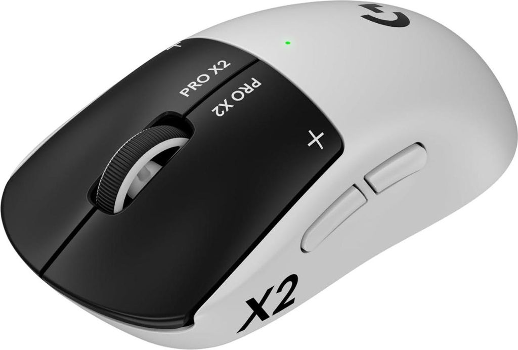 Logitech G PRO X2 SUPERSTRIKE, rechts, Optisch, RF Wireless + USB Type-C, 44000 DPI, 0,125 ms, Schwarz, Weiß