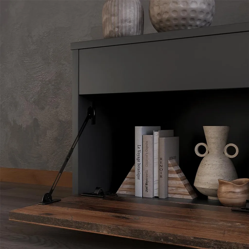 Mobile Soggiorno Berno Vicco Nero e Legno - Stile Industrial Moderno - 4