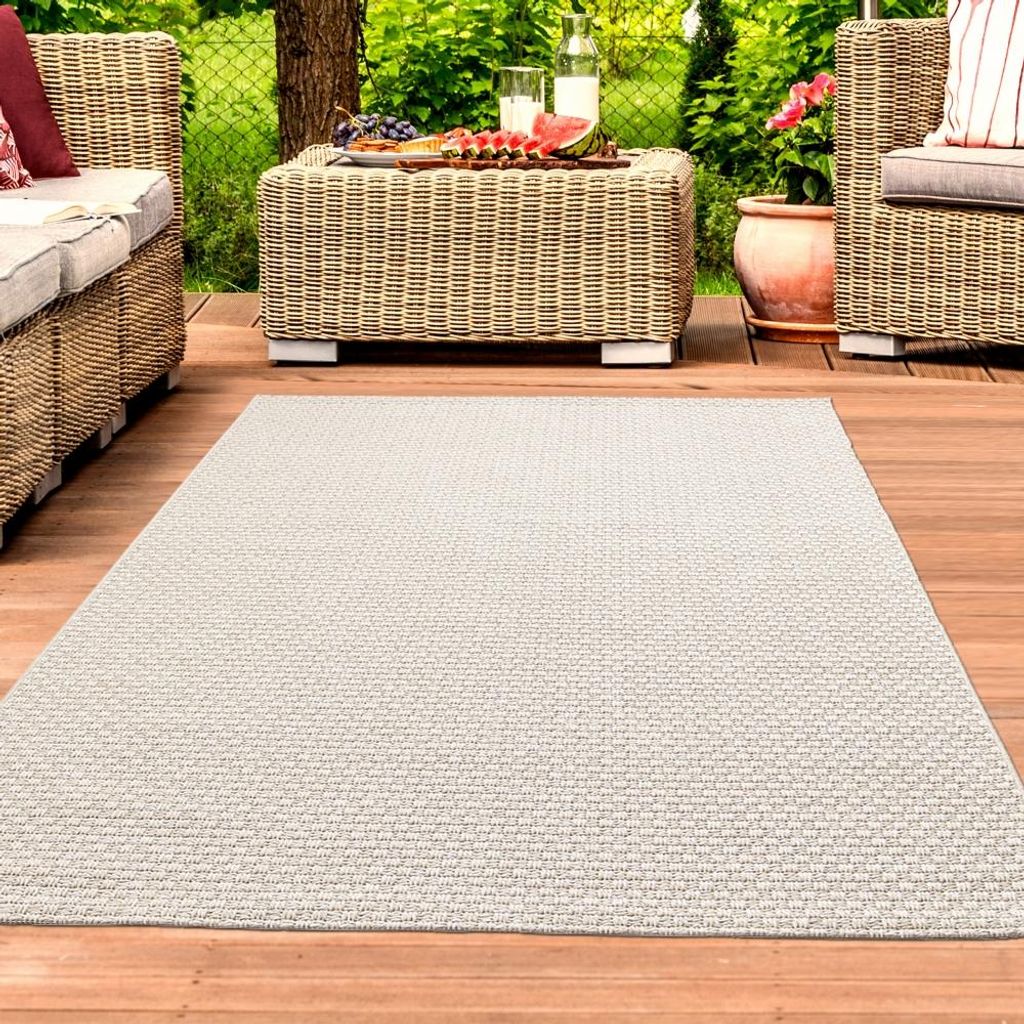 In- & Outdoorteppich Balkon Flachgewebe unifarben in beige Größe - 160 x 230 cm