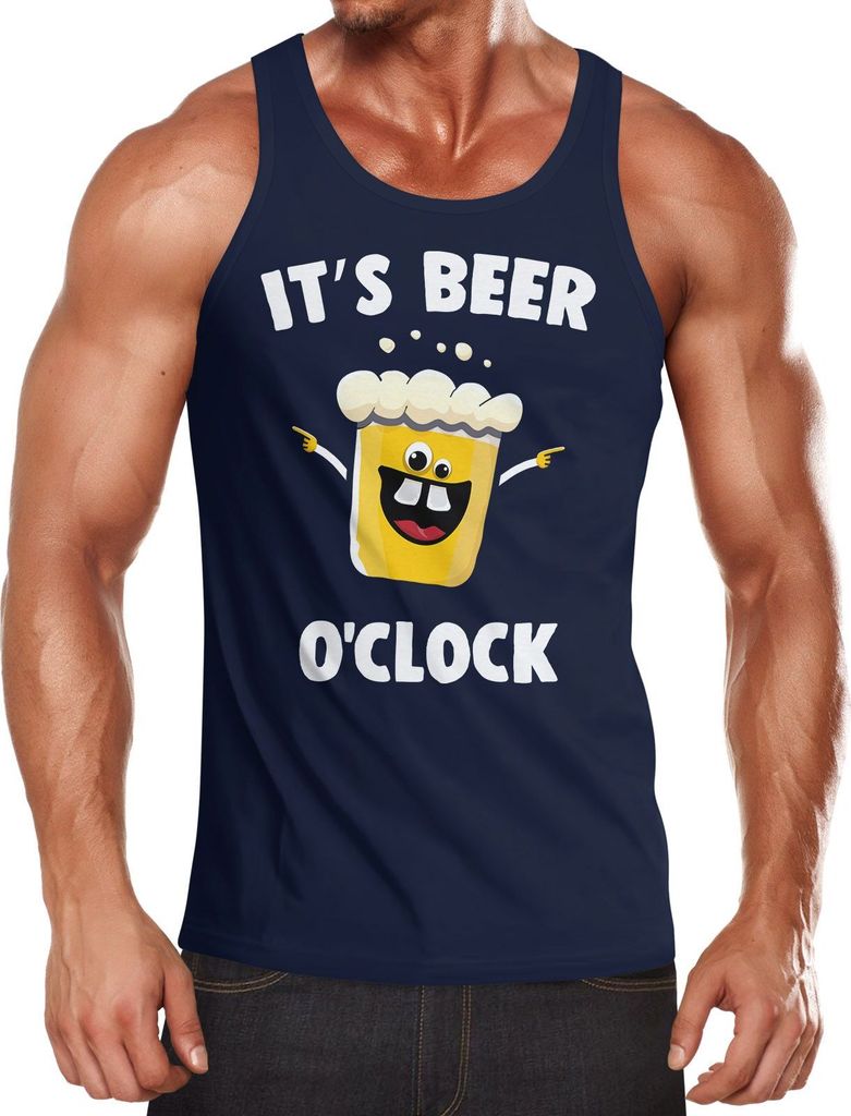 It's Beer a clock - Lustiges Herren Tank-Top Shirt Bier Spruch-Motiv Moonworks navy XL