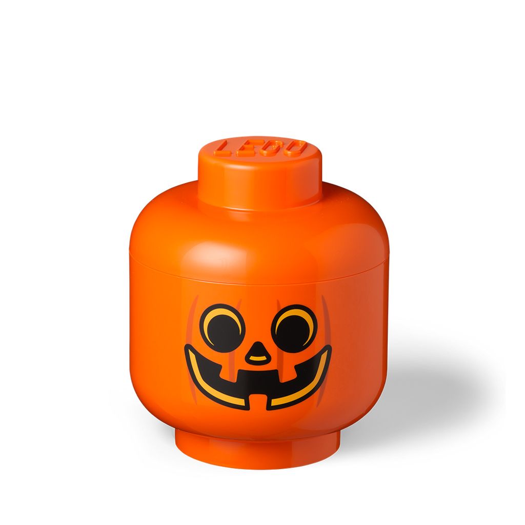 LEGO Storage Head "Kürbis", groß (orange/schwarz)