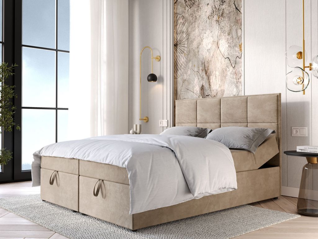 Gepolstertes Boxspringbett 160x200 RAHIFA - braun
