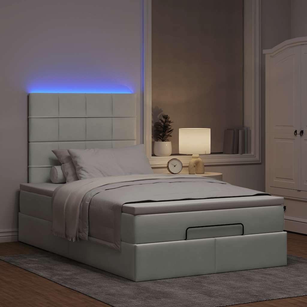 "2026 Promotion" Ottoman-Bett moderne/Bettgestell - Doppelbett - mit Matratzen & LEDs Hellgrau 120x200 cm Samt - Klassische Betten C275