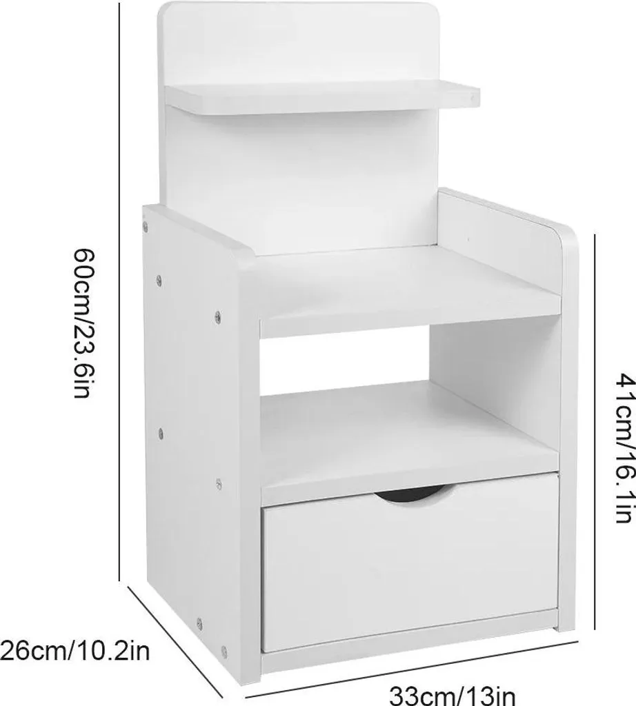 Table de nuit haute 60 cm rouge - Support lampe et livres moderne MDF