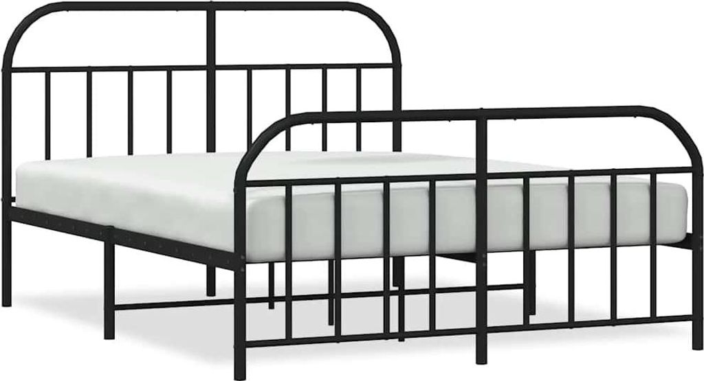vidaXL Kovová posteľ bez matraca s podnožou čierna 180x200 Obrázok produktu 